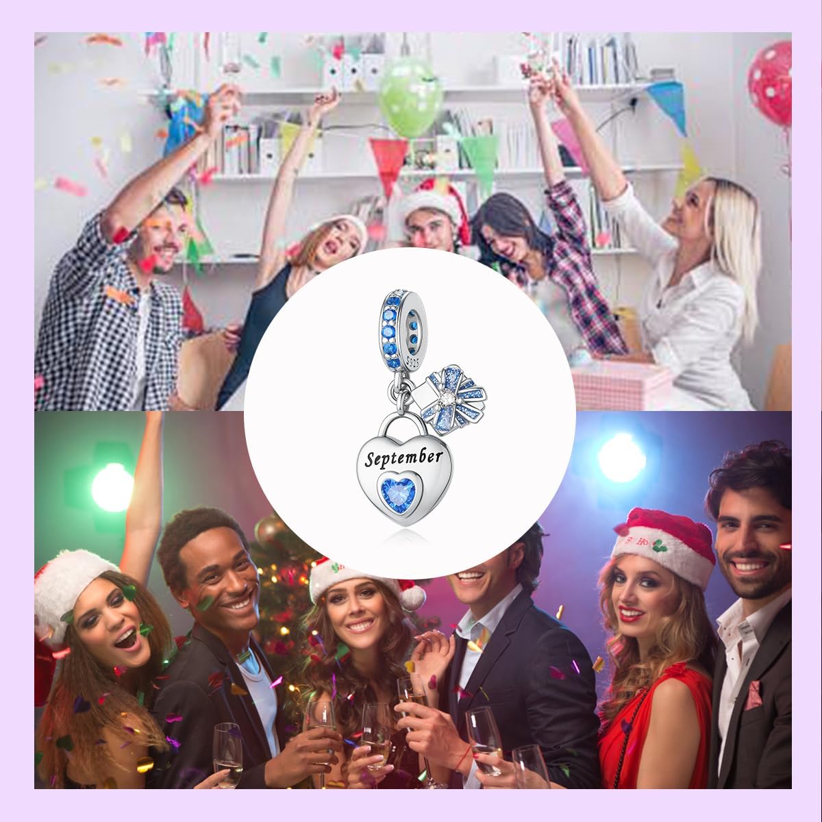 925 Sterling Silver Birthstone Bracelet Charm - Unique Heart Shaped Design, Fits most Europe Pandora Bracelets and Necklaces, women's DIY holiday Gifts - Image 6