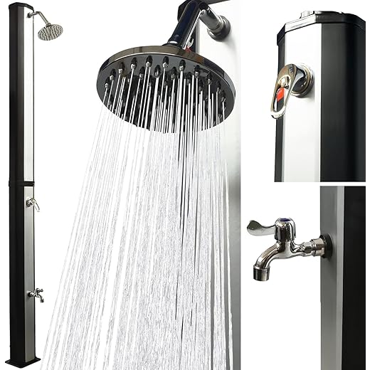 VIESTA VSS35FS Ducha Solar con depósito de 35 litros Resistente a los Rayos UV - con Lavapiés y alcachofa de la Ducha Regulable