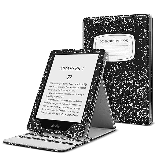 TNP Case Covers for Kindle Paperwhite Cover 11th Generation-2021 / Signature Edition 6.8 Inch eReader with Foldable Stand, Vertical Flip Origami Paper White Cover, Premium PU Leather, Composition Book