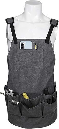 Miniatura 10 de UNISTRENGH Delantal de herramientas de lona resistente multifuncional Delantales de limpieza de barbacoa