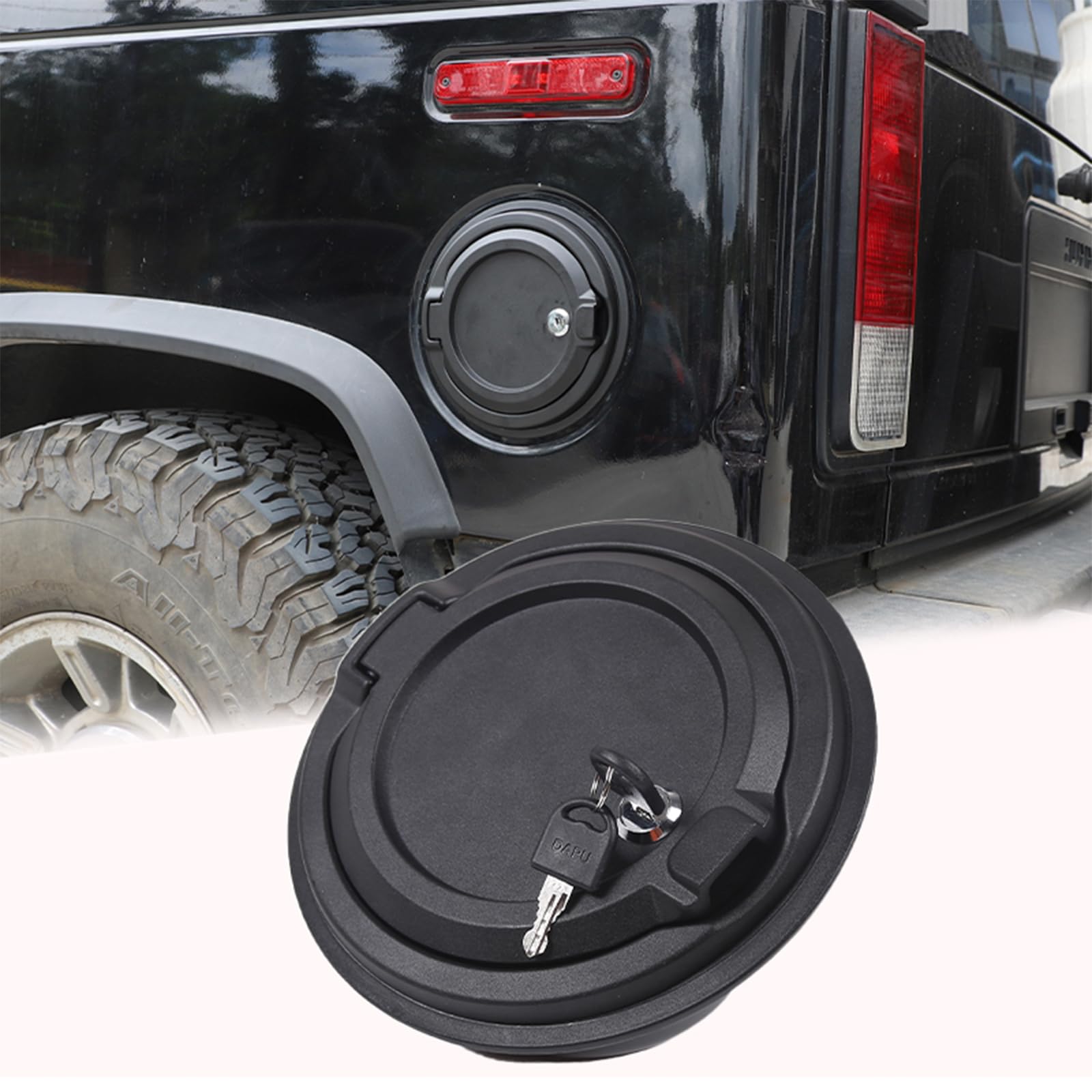 Tapa de tanque de gas con bloqueo de puerta de llenado de combustible para coche, compatible con Hummer H2 2003-2009, accesorios exteriores de puerta de tanque de gas, cubierta de tapa de gas