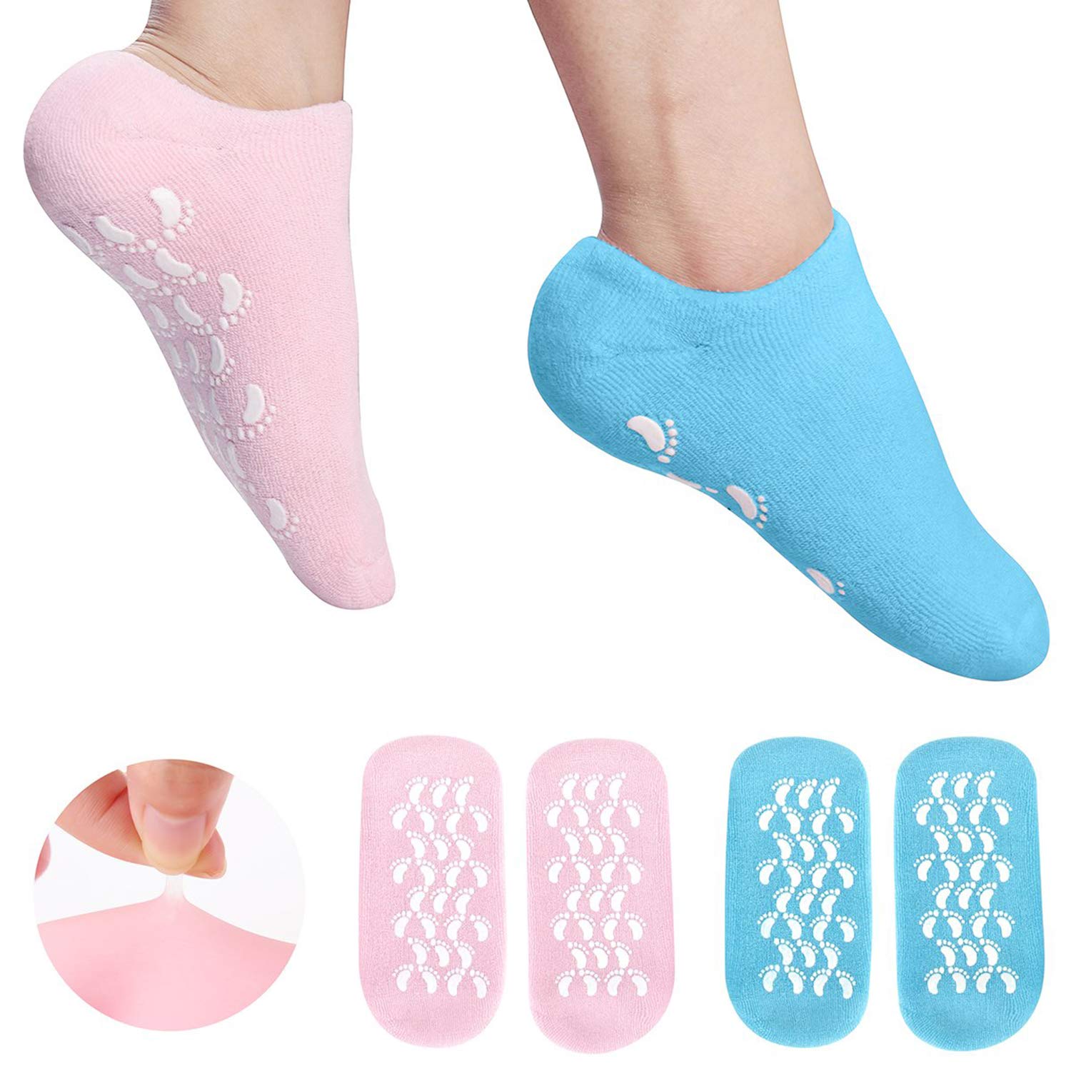 StarthiMoisturizing Socks, Gel Socks Soft Moisturizing Gel Socks, Gel Spa Socks For Repairing and Softening Dry Cracked Feet Skins, Gel Lining Infused with Essential Oils and Vitamins