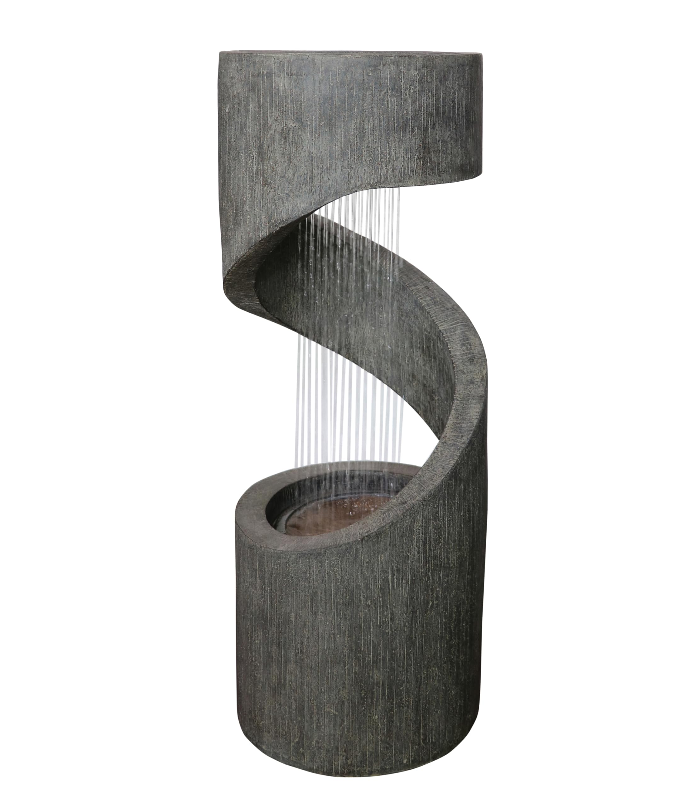 Dehner Gartenbrunnen Ronda, Solarbrunnen frostbeständig, Brunnen für Außen, mit LED Beleuchtung, ca. 79.5 x 31.5 x 31.5 cm, Polyresin, grau