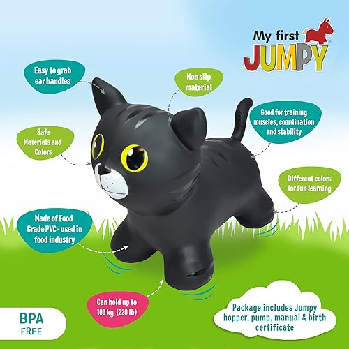 Miniatura 4 de GERARDO'S Jumpy - Gorila para niños pequeños, gato negro animoso para niños, animales hinchables para niños de 1 a 3 años, juguetes inflables para