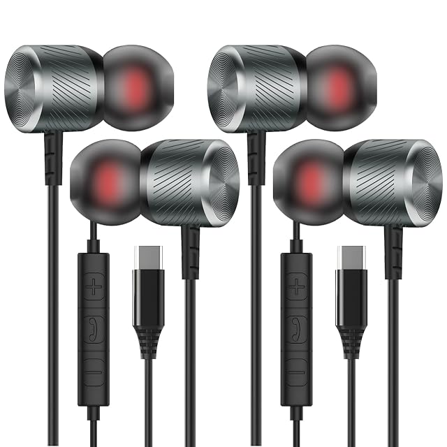Słuchawki douszne USB C do iPhone’a 16 15 Pro Max, przewodowe słuchawki douszne do Samsung Galaxy S24/S24+ Ultra, S23/S23+ Ultra, przewodowe słuchawki Samsung z regulacją głośności mikrofonu