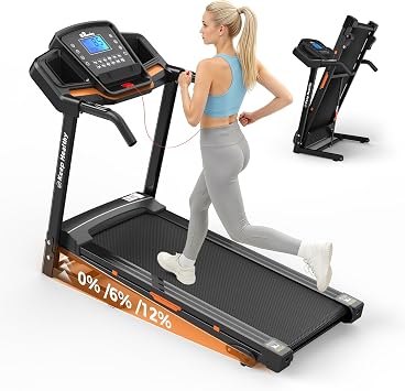 Lastforever 3.5HP Folding Treadmill for Home, 350 lbs Capacity, Portable Treadmills with 3-Level 12% Manual Incline, Bluetooth Speaker, Shock Absorption, Quiet Motor