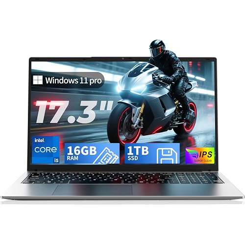 NIAKUN 17.3" Gaming Laptop Computer, 16GB RAM 1TB SSD, Core i5-7Y57 | Processor(up to 3.2GHz), Windows 11 Pro, Office 365, for Business and Students, Backlit Keyboard