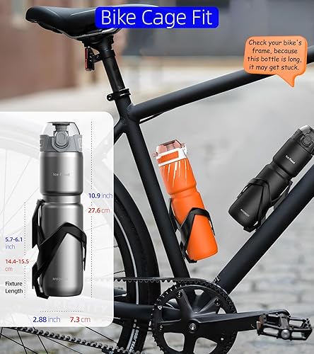 Miniatura 4 de Botella de agua aislada para bicicleta de 24 onzas, acero quirúrgico sin sabor a plástico, agarre más fuerte para MTB y grava, ChugSip 2 en 1, tapa