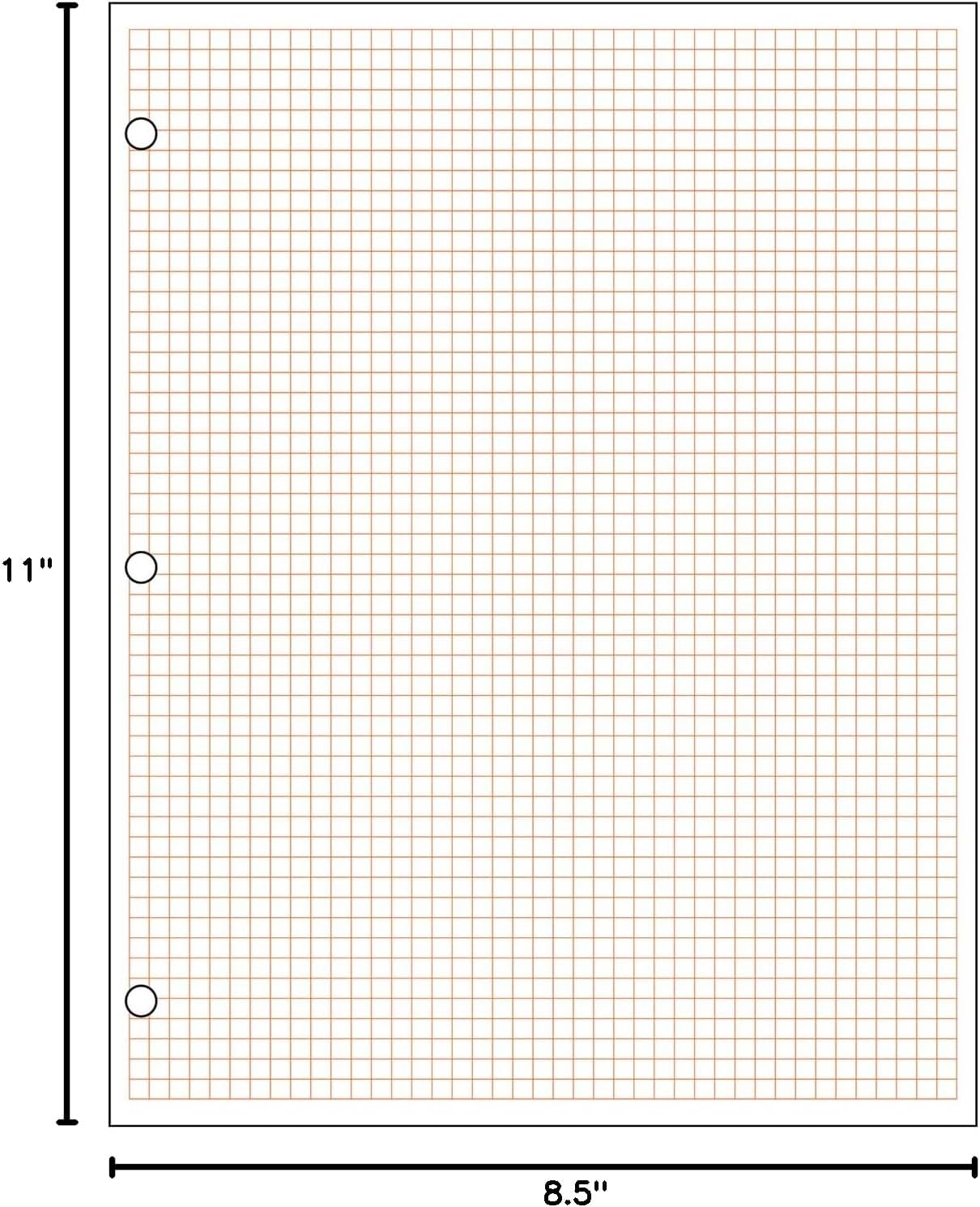 Geyer Instructional Products - Metric Graph Paper, 1/2 cm Squares, Double Sided, Red Lined, 500 Sheet Ream, Three Hole Punched