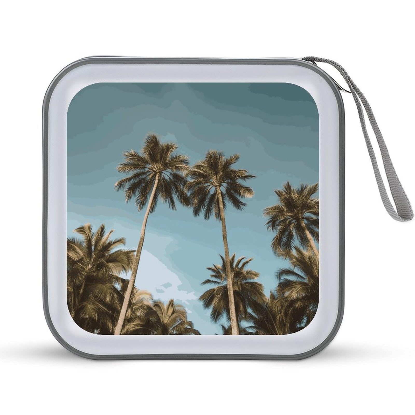 VstaDank Tall Tropical Palm Trees CD Case with Hand Strap Lightweight DVD Wallet Holder 40 Capacity CD/DVD Case Wallet Protective CD Wallet CD/DVD Portable Storage Binder for Car Home Office