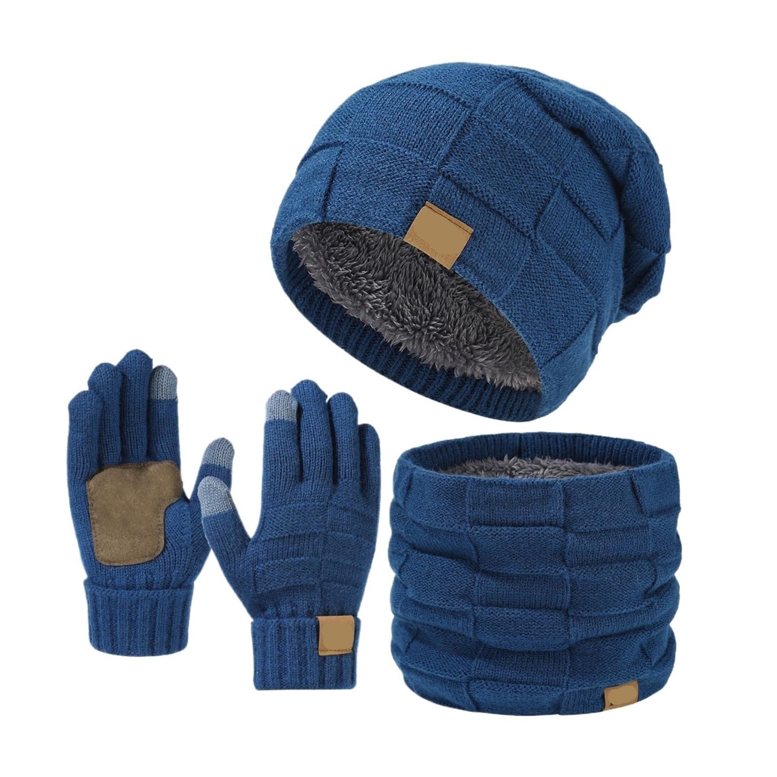Generico Cappello guanto in pelle for stare al caldo in autunno e inverno