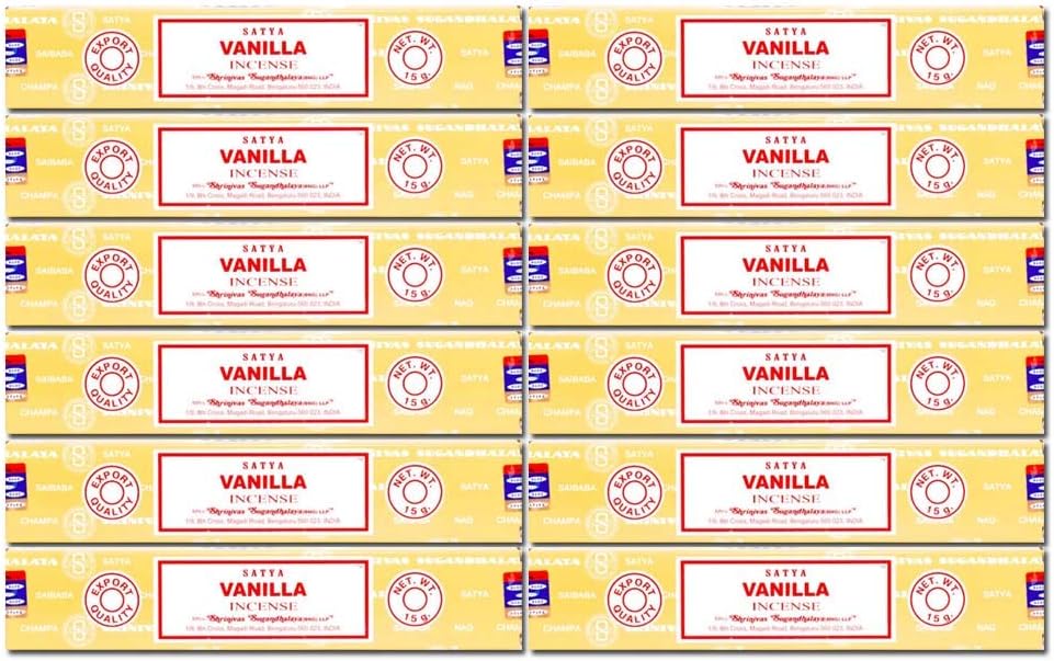 Satya Nag Champa Vanilla Incense Sticks, 12packs x 15grams