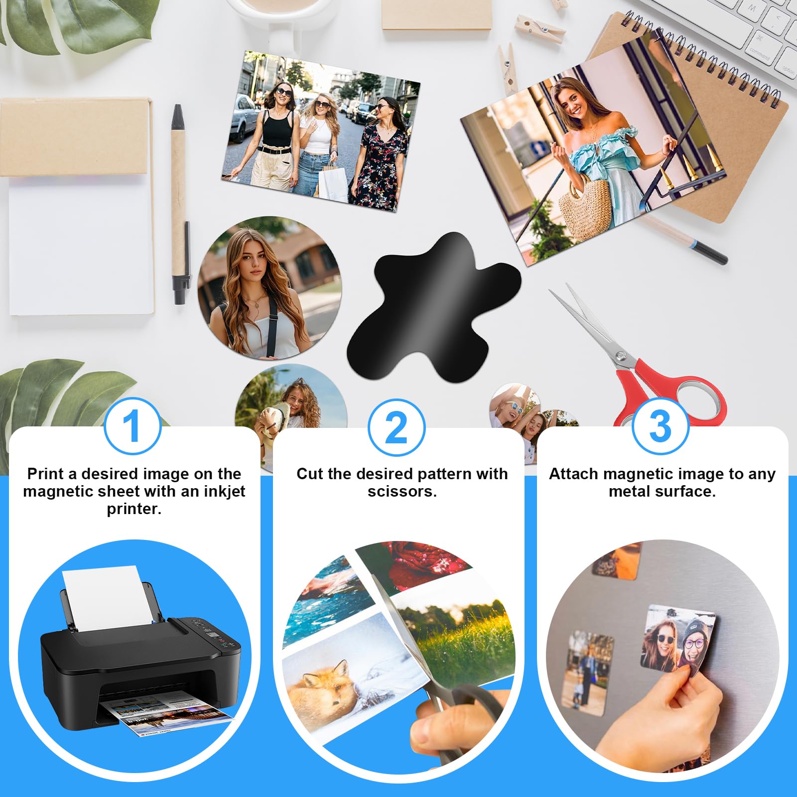 Printing Paper Printable Magnetic Sheets 8.5x11 Inches - 24-Pack Matte Magnet Paper For Inkjet Printers, DIY Crafts, Fridge Photos Magnetic Paper - View #10