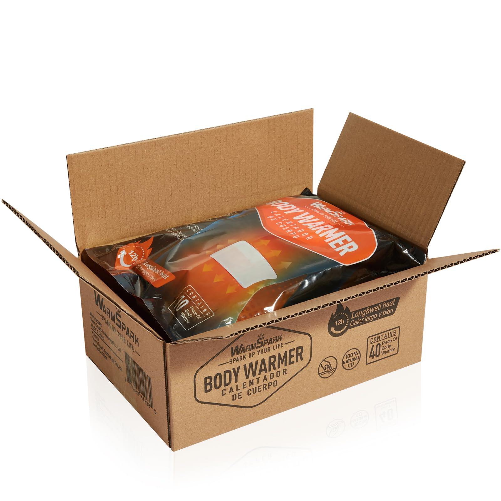 Body Warmers with Adhesive - Heat Warmer Patch Disposable Air Activated Hot Warmers - Up to 12 Hours of Heat - WarmSpark