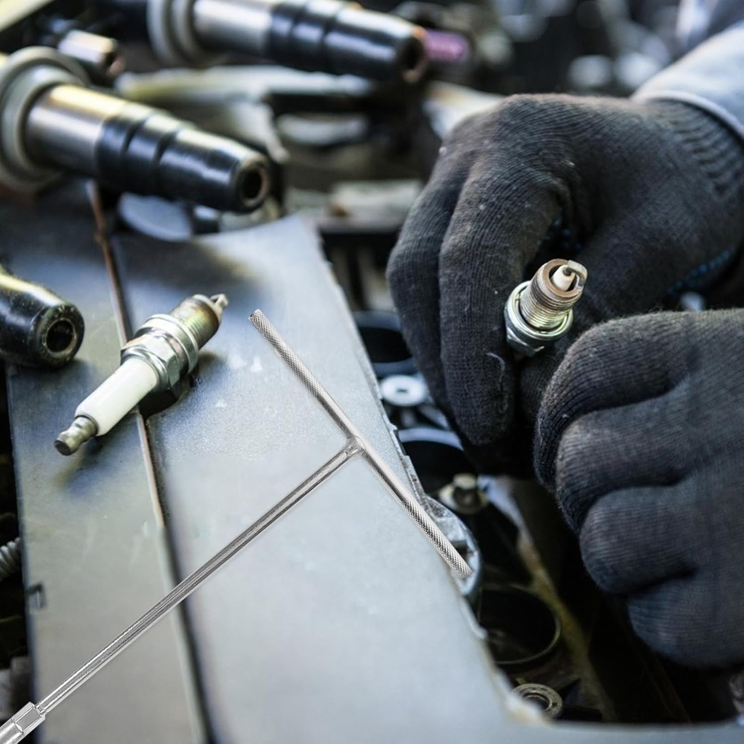 Mikikit 7pcs Handle Socket Set -vanadium Wrench and Socket Combination for Professional Repair Includes Versatile Hand Tool