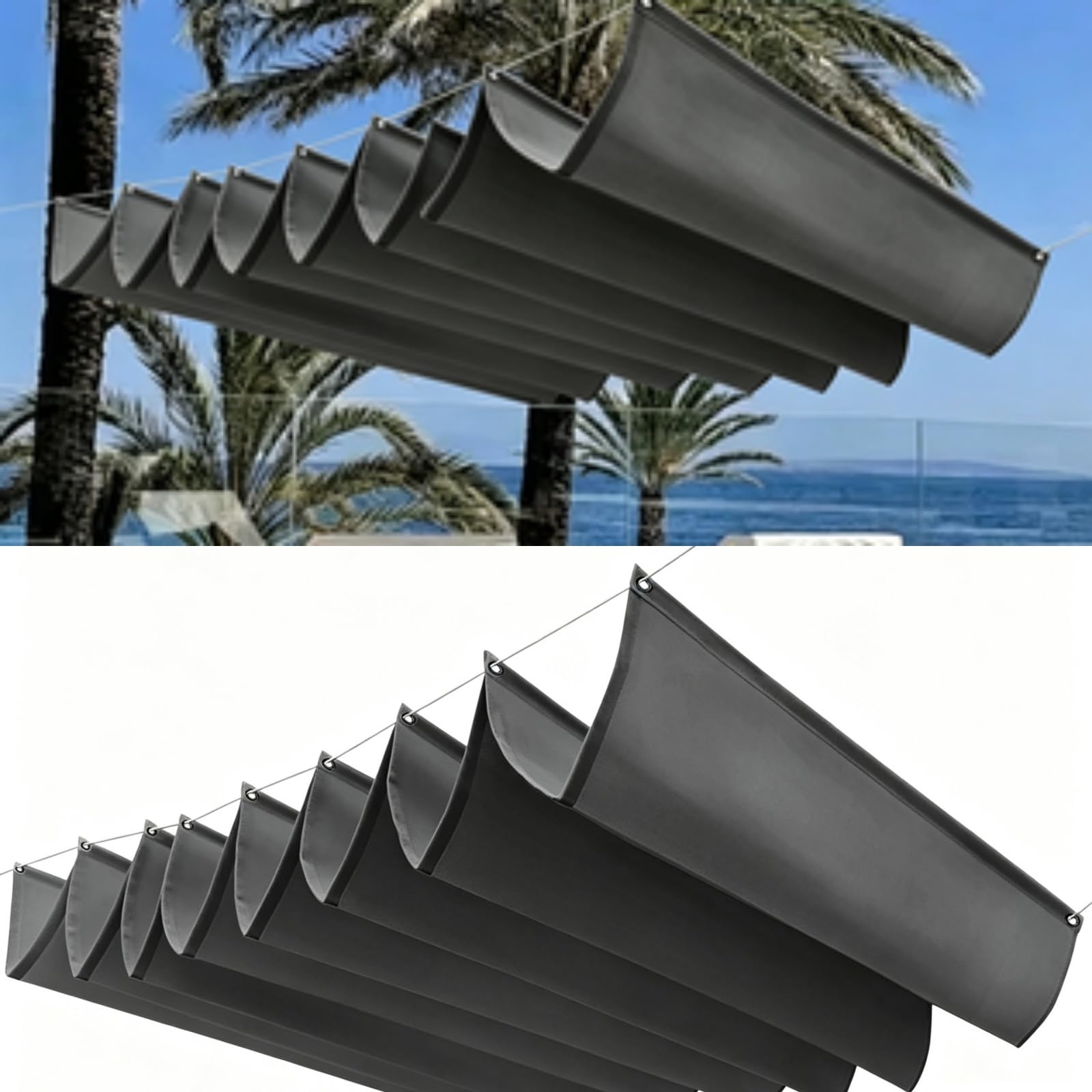 Voile d'ombrage anti-UV 98% indéchirable et rétractable