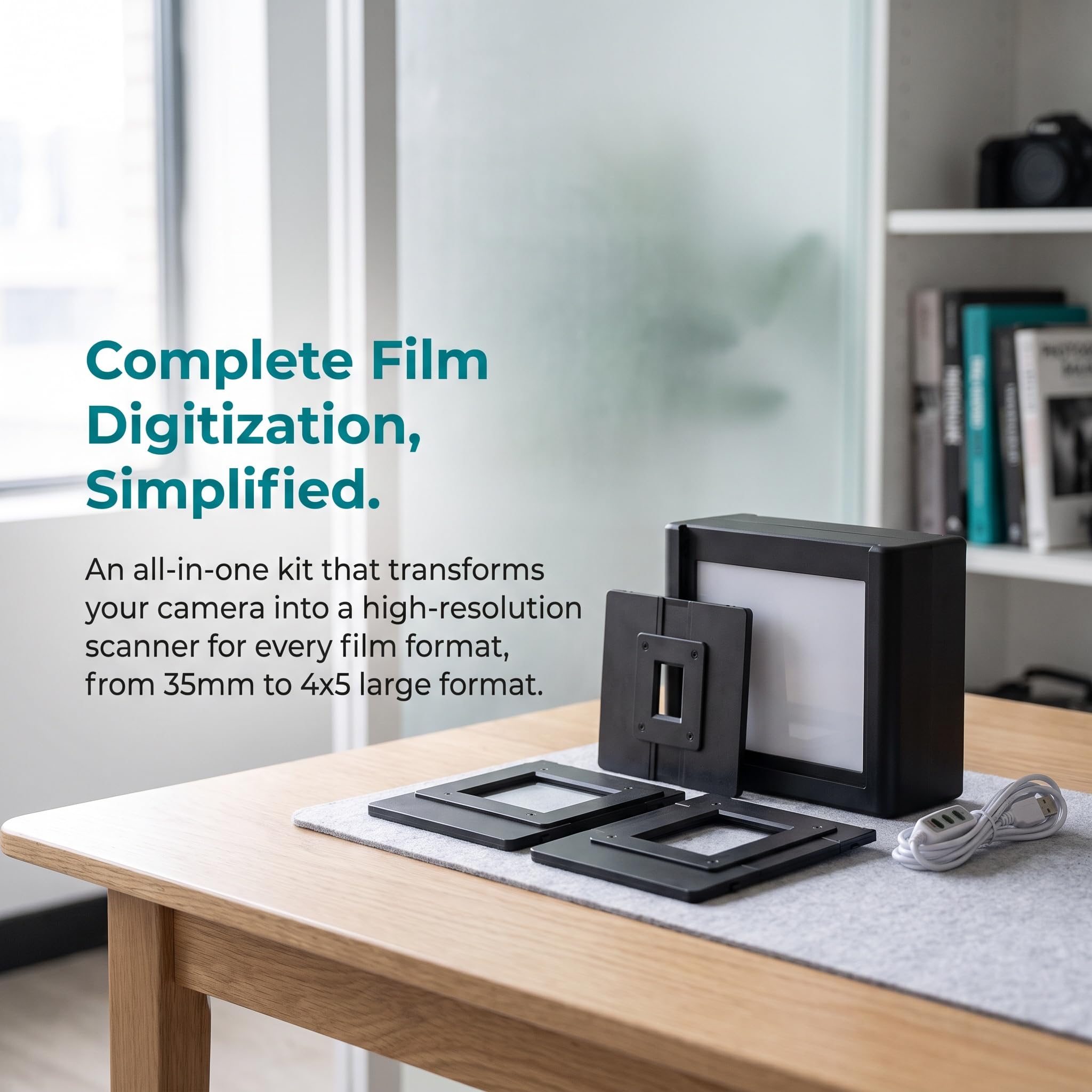 Scanner De Films Mobile, Kit Adaptateur De Numérisation De Diapositives, Boîte À Lumière LED, avec Porte-Films 35 Mm, 120 Et 4x5, pour La Conversion De Négatifs Dappareils Photo Reflex