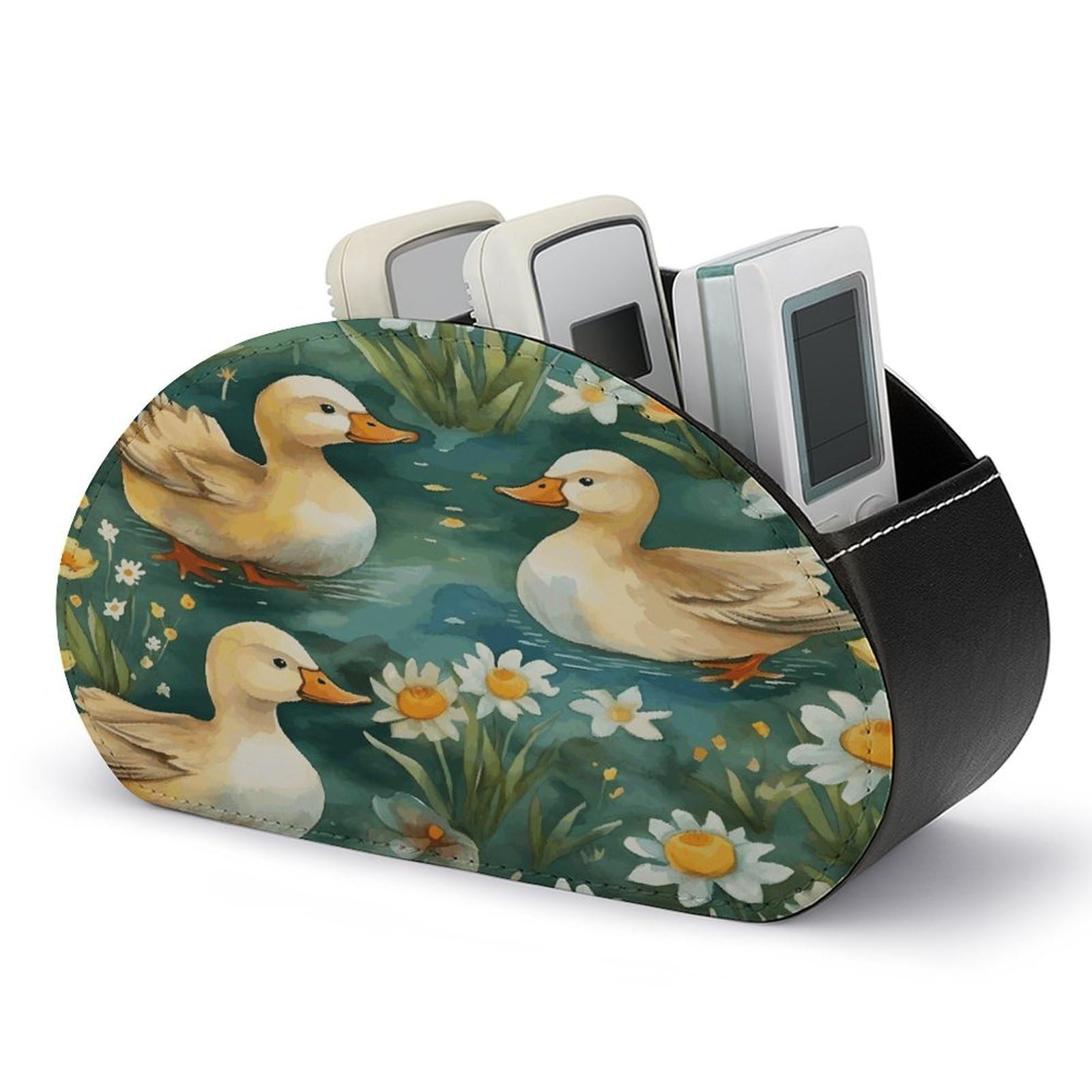 Btcowzrv Style Hand Drawn Duck Remote Control Holder With 5 Compartments