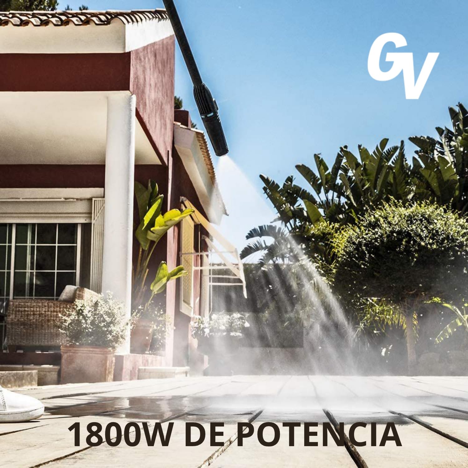 Hidrolimpiadora Alta Presión 1800W, 150 Bar, 390 l/h, Manguera 5 m, con Depósito de Detergente