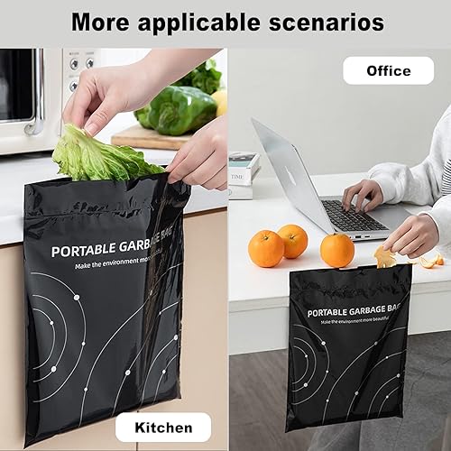 Miniatura 7 de Bolsas de basura desechables para automóviles, bolsas de vómito, paquete de 40 unidades, cordón portátil, bolsas de limpieza autoadhesivas de doble