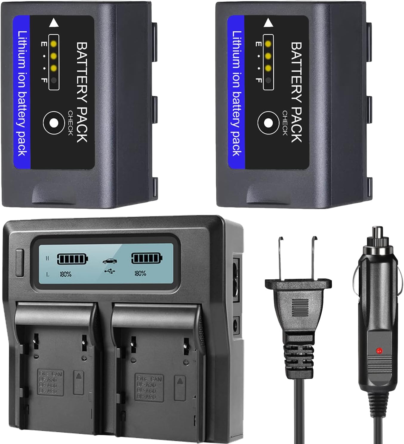 BM Premium 2 Pack BP-A30 Batteries and Dual Bay Battery Charger for Canon EOS C70, EOS C200, C200B, C220B, EOS C300 Mark II, C300 Mark III, EOS C500 Mark II, XF605, XF705 Cameras