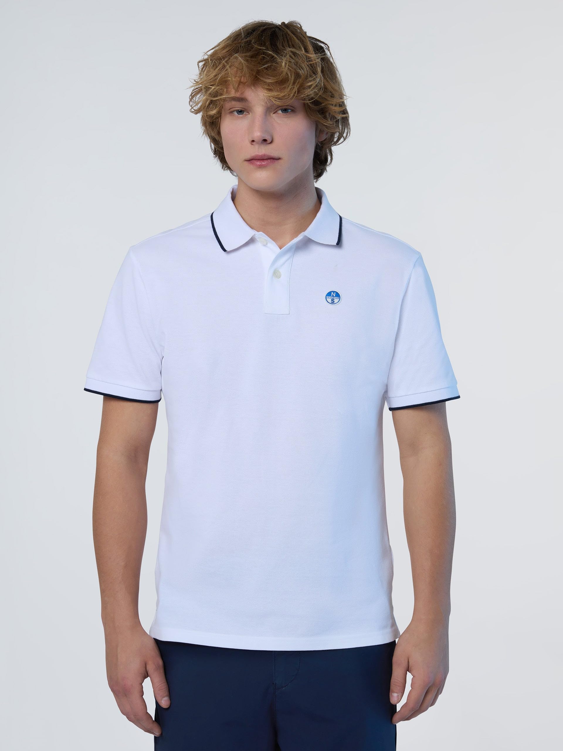 NORTH SAILS Polo Uomo in piqué di Cotone Organico con Dettagli a Contrasto