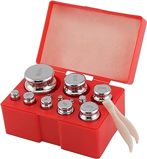 FUNSUEI 12 PCS Steel Calibration Weights, Scale Calibration Weight Kit with Storage Box, Gram Weights Calibration for Jewelry Scale and Digital Scale, 1g/2g/5g/10g/20g/50g/100g/200g/500g