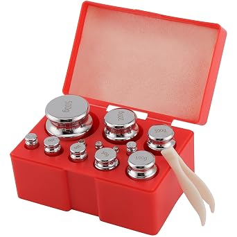 FUNSUEI 12 PCS 1000g Calibration Weights, Scale Calibration Weight Set with Tweezers, M1 Class Gram Weights Calibration for Gram Scale and Digital Scale, 1g/2g/5g/10g/20g/50g/100g/200g/500g