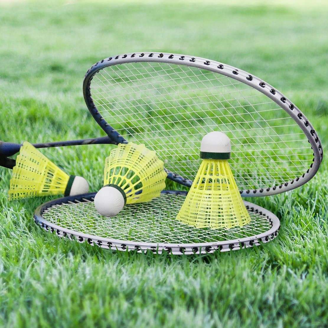 STSTECH Badminton Rackets Set of 4 for Backyard Sports Adults Kids Family Racquets Game with 12 Shuttlecocks,4 Replacement Grips,4 Wristbands and Carrying Bag (Blue -A,Set of 4) : Sports & Outdoors