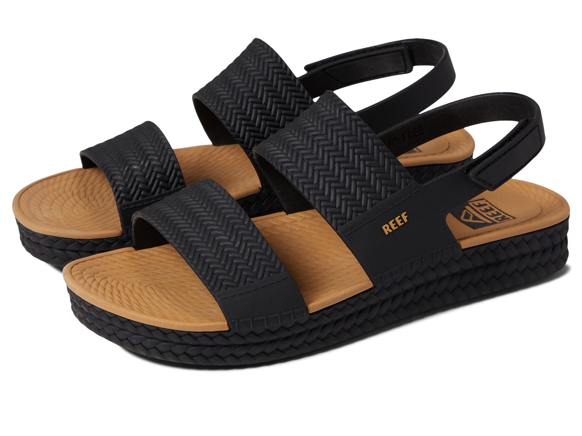 Reef Water Vista Womens's Sandals Black Tan Backstrap Water Friendly Shoes Size 7