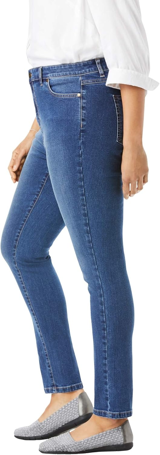 Woman Within Plus Size Stretch-Denim Slim-Leg Five-Pocket Jeans
