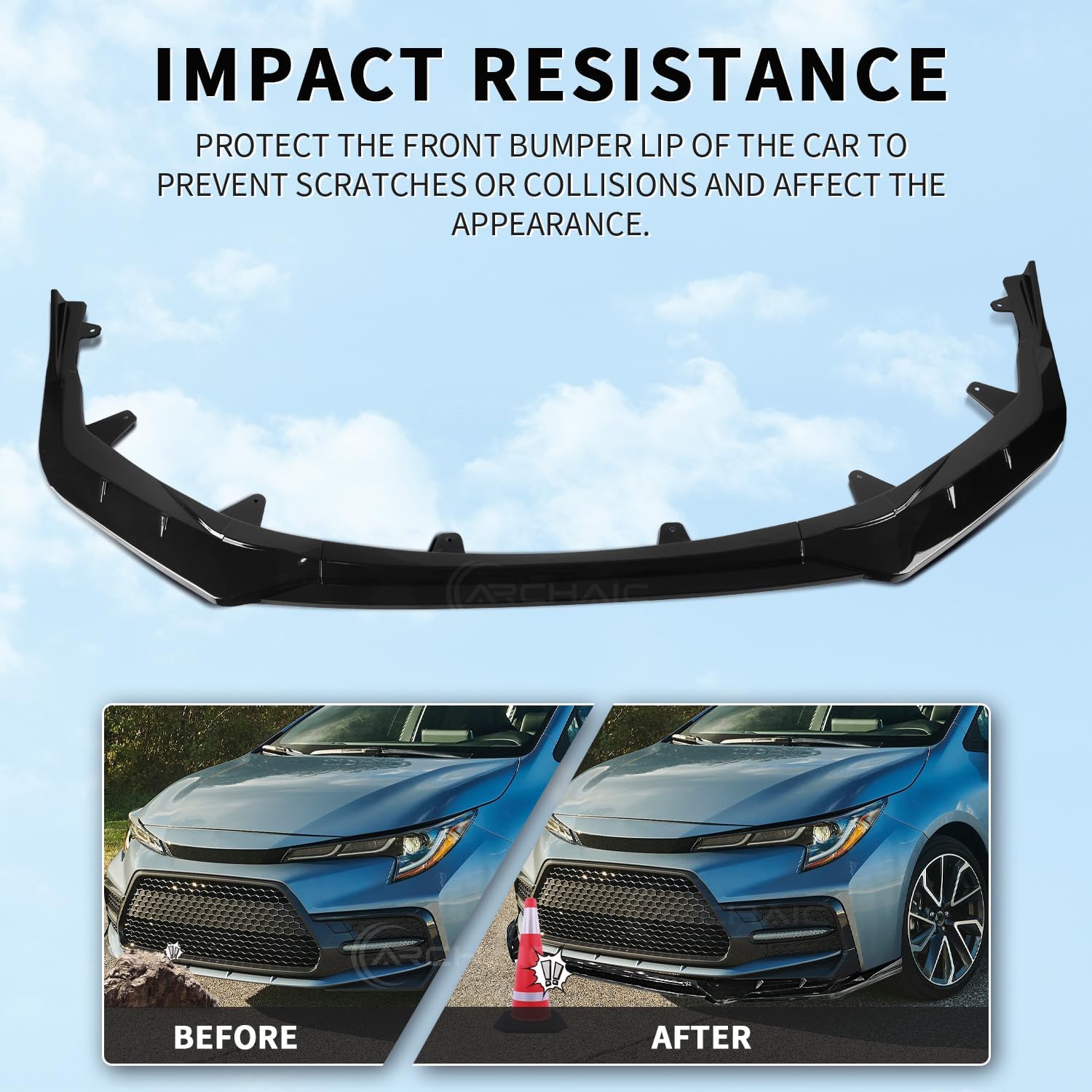 Archaic Front Bumper Lip Spoiler Compatible for 2020-2025 Toyota Corolla 4 Door Sedan [SE/XSE/Nightshade],Splitter Under Chin Spoiler Body Kit Corolla Accessories（NOT Fit LE Or XLE Model.）