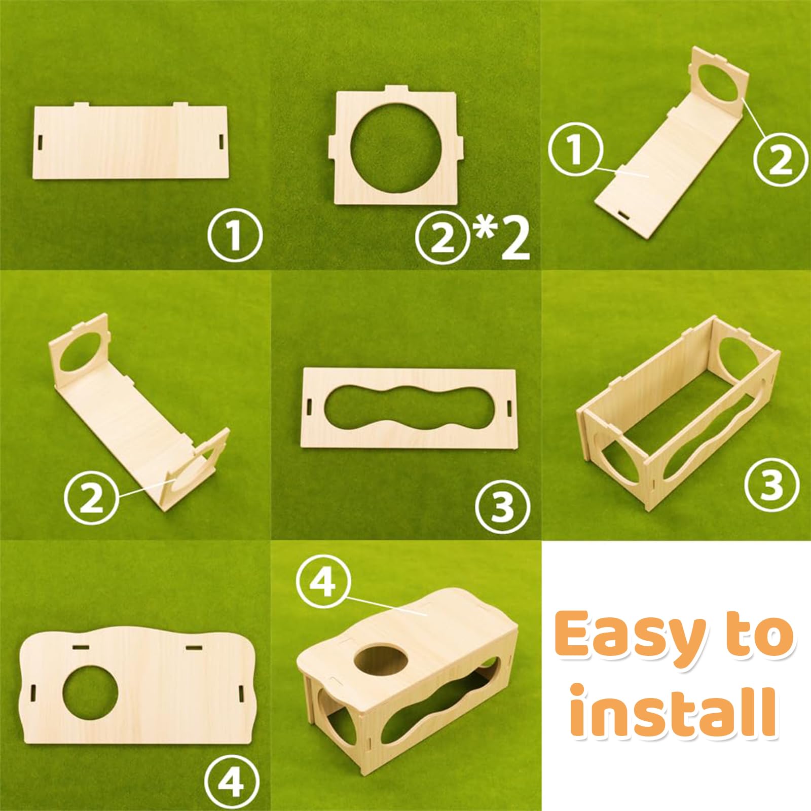 Maison pour Hamster Tunnel en Bois avec fenêtre en Forme de Nuage, Refuge Naturel pour Hamster, Maison de Jeu Hamsters Nains, Accessoire Tunnel Hamsters Nains et syriens (22×11×8)