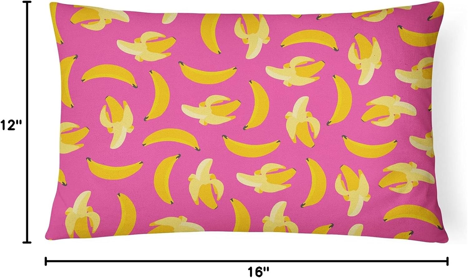Caroline's Treasures BB5140PW1216 Bananas on Pink Canvas Fabric Decorative Pillow Machine Washable, Indoor Outdoor Decorative Pillow for Couch, Bed or Patio, 12HX16W