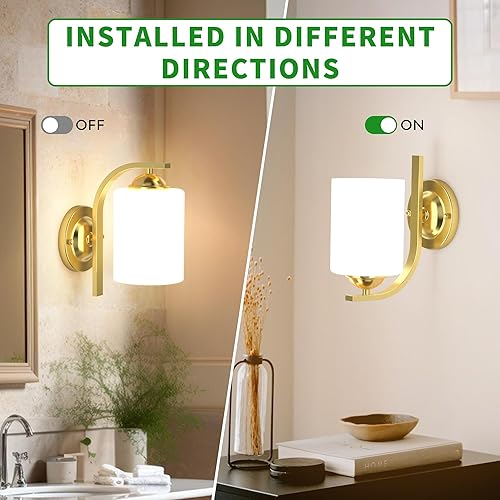 Miniatura 5 de Lámparas de pared para dormitorio, baño, accesorios de iluminación modernos de tocador, linternas doradas de montaje en pared de granja con pantalla