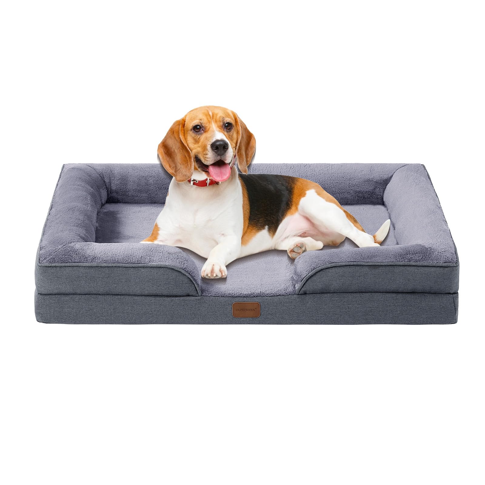 Lit orthopédique pour chiens en mousse haute densité gris 109cm