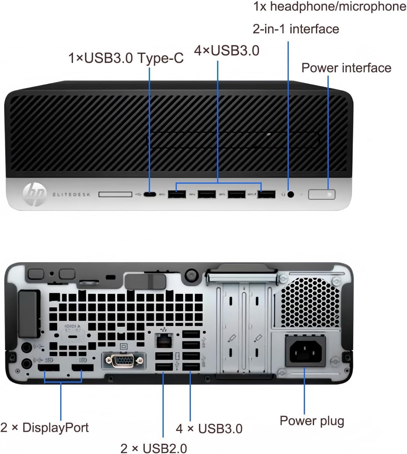 HP EliteDesk 705 G5 SFF Desktop PC, AMD Athlon PRO 300GE, 8GB RAM, 256GB SSD, WiFi & Bluetooth, Tastiera US QWERTY, Windows 11 Pro (Ricondizionato)