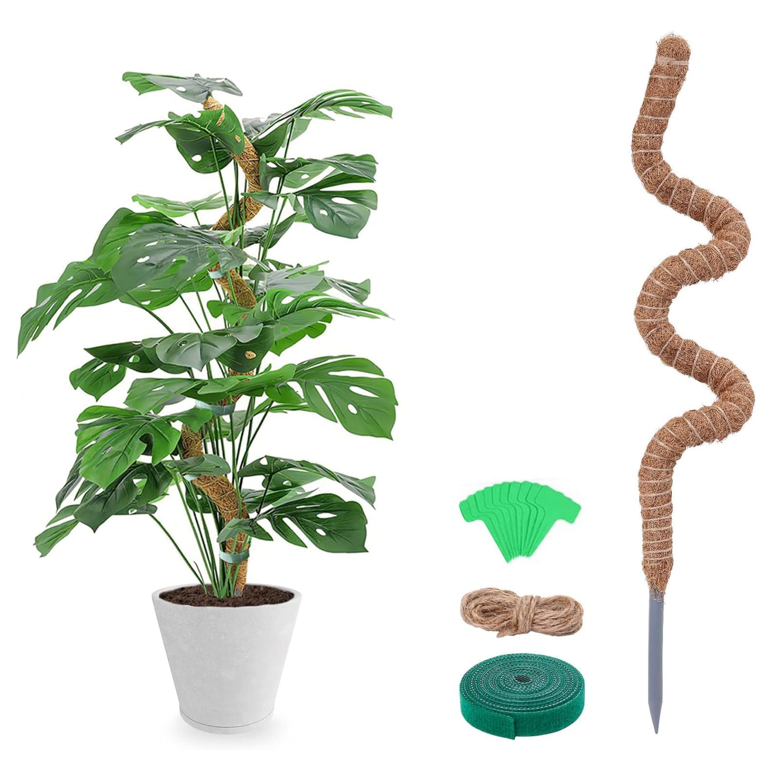Dymeist 47 Inch Moss Pole Monstera Plant Support Stick Climbing Plants Plant Support, Bendable Plant Stick Coconut Indoor Plants, Bendable Moss Rods for Plants