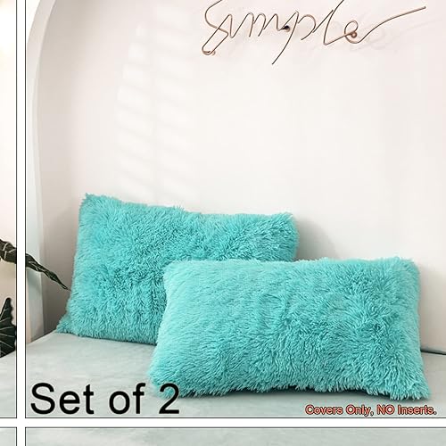 Miniatura 3 de MorroMorn Fundas de Almohadas Decorativas, 2 Paquetes de Fundas de Almohada de Piel Sintética Tamaño Estándar, Lujosas Fundas de Almohada Peludas