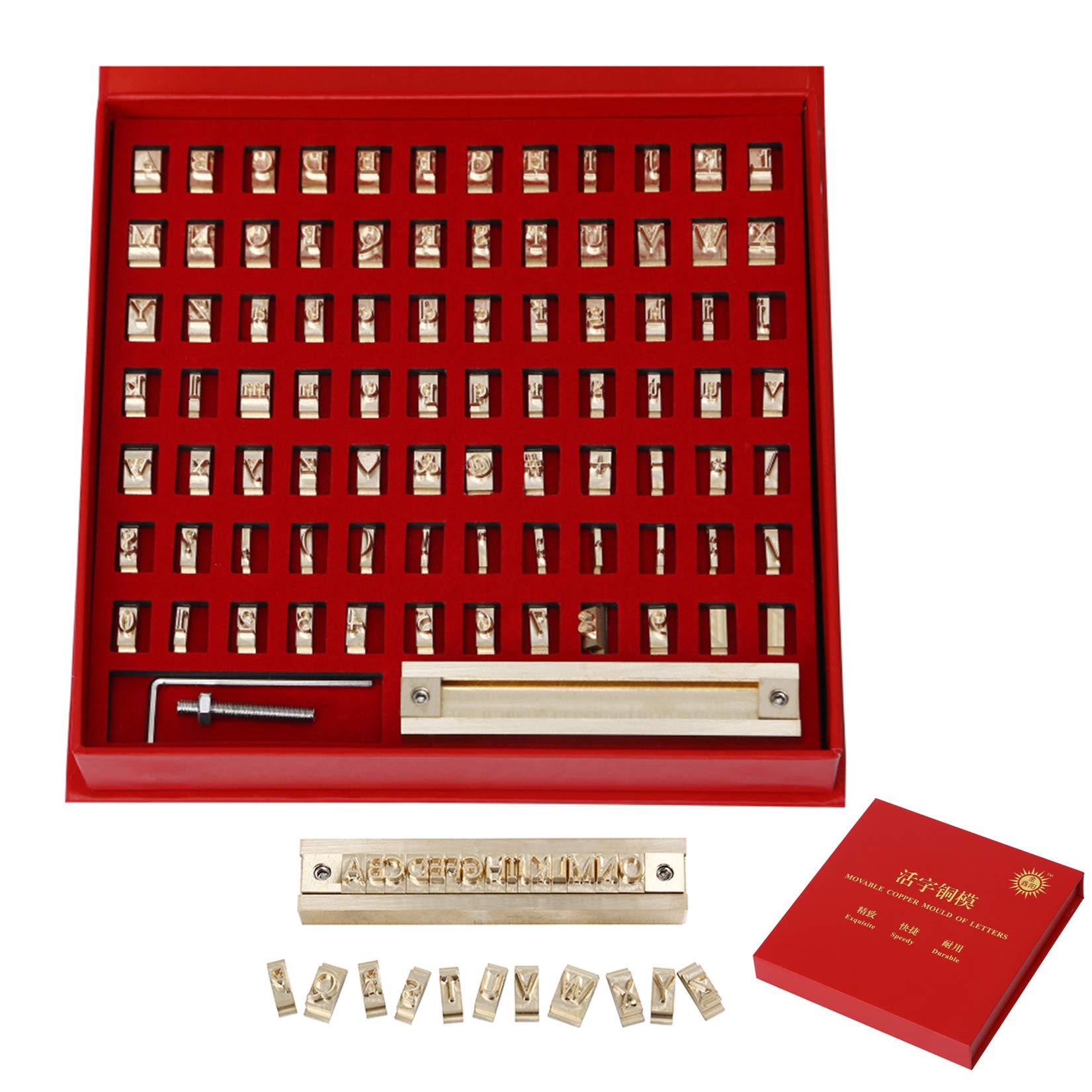 Kit D'estampage à Chaud 83 Pièces - Lettres, Chiffres, Symboles En Laiton 6mm, Pour Cuir, Bois, Papier - 8