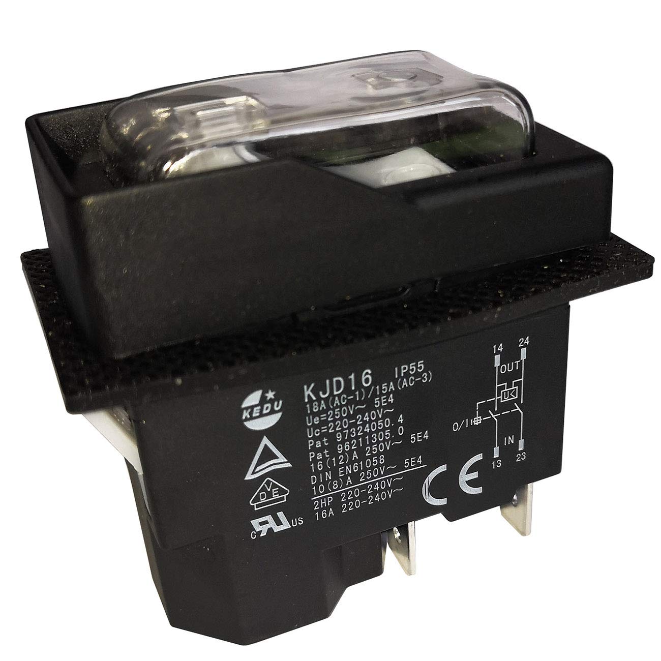 Industrial Pushbutton Switches KJD16/120V Waterproof Electromagnetic Magnetic Switch KEDU KJD16 16A 2HP for Electric Grinder, White (220V-4Pins)