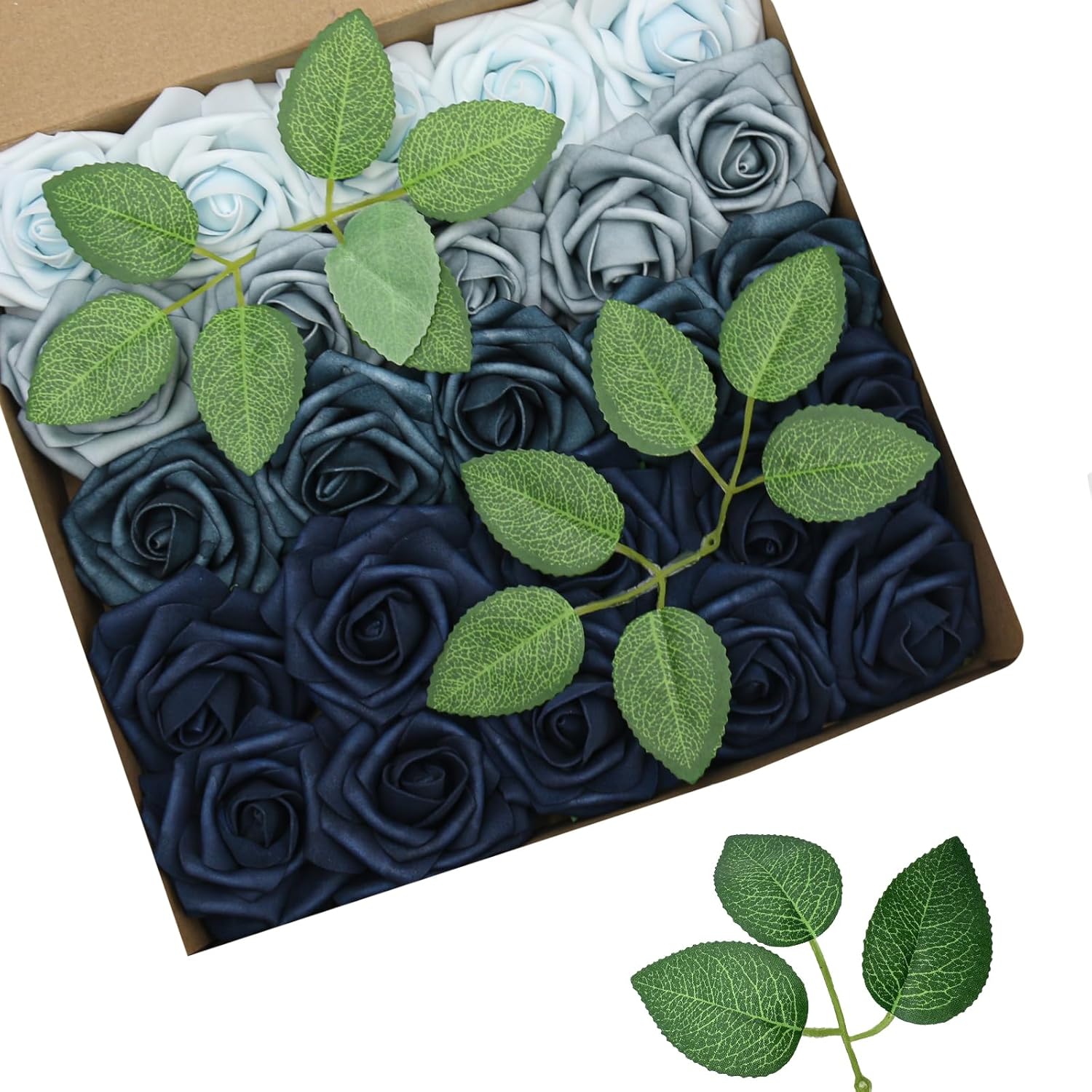 25pcs Artificial Foam Roses with Stems-Lifelike Ombre Roses for DIY Wedding Bouquet...