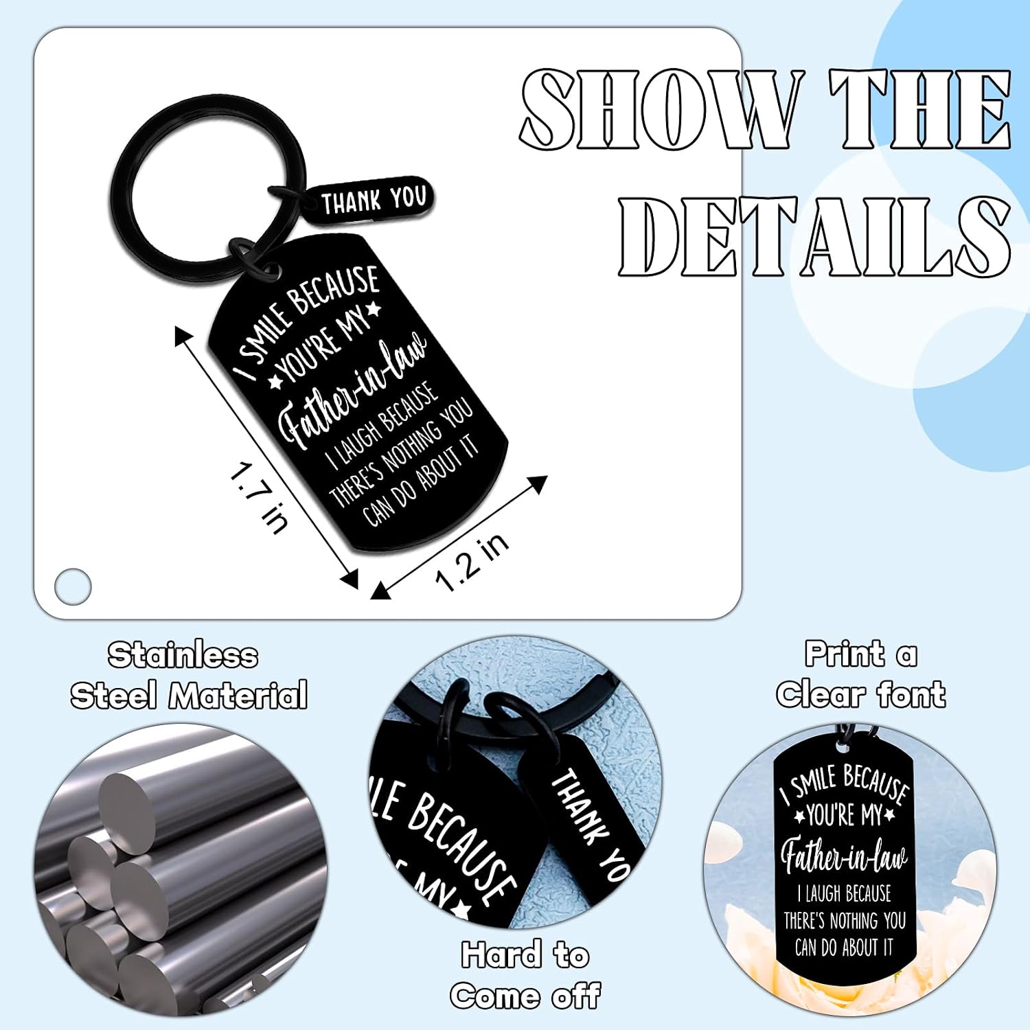 Father in Law Gifts from Daughter in Law Father of the Groom Gifts | Father in Law Fathers Day Gift Bonus Dad Birthday Wedding Gift Dad of Bride or Groom Keychain Christmas Stocking Stuffers
