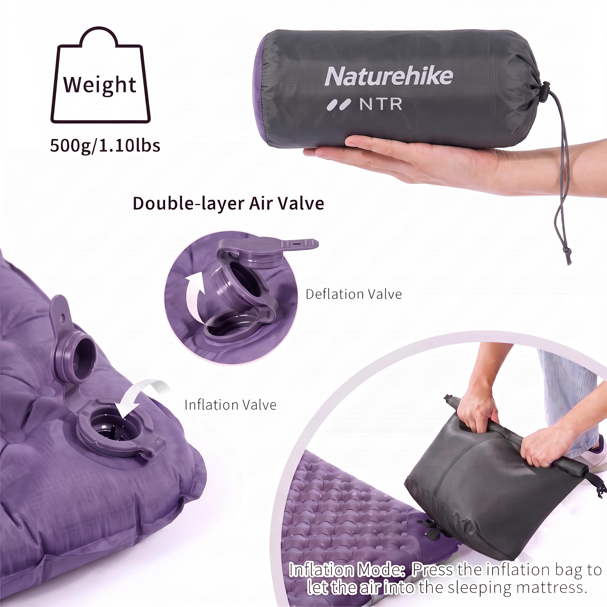 Naturehike Matelas isolant de camping sans PFAS, ultra léger, valeur R 5,8