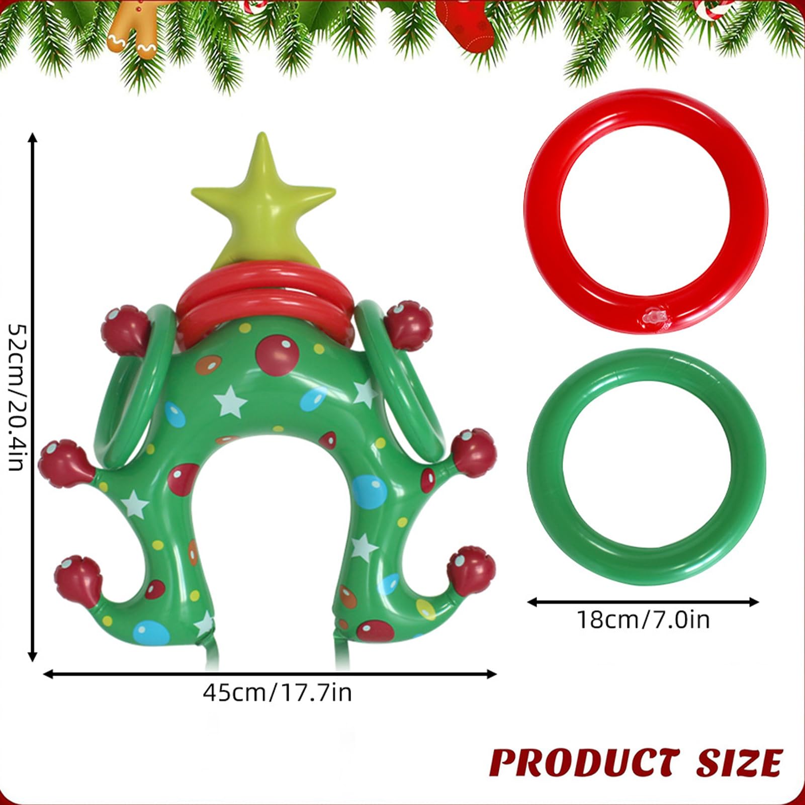 Jeu De Lancer D'anneaux De Noël Gonflable | Jeu de Chapeaux pour Arbre Festif