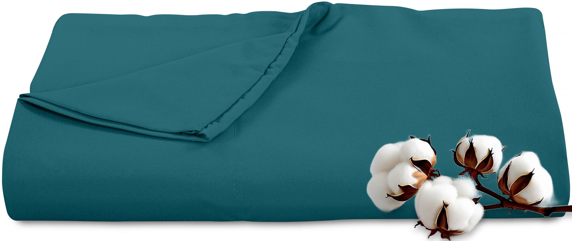 Royale Linens 300 Thread Count 100% Cotton Twin Flat Sheet - Super Soft Flat Sheets Only - Top Sheet Only Sold Separately - Breathable, Cool &amp; Crisp Teal Flat Sheet (Twin, Teal)