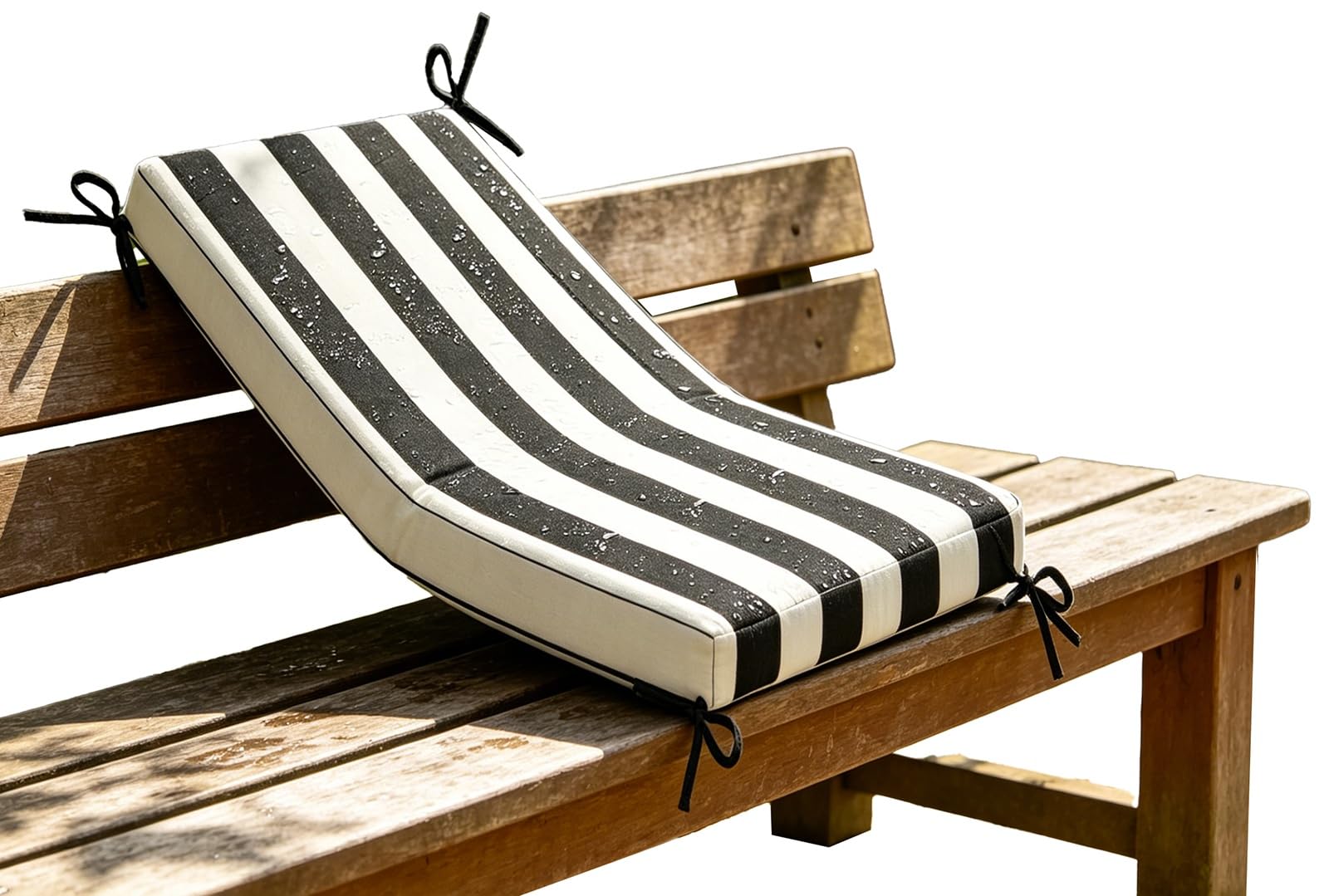 ILiemao 80% Waterproof Outdoor Bench Cushions with Foam Filling Striped, Replacement Cushion for Patio Garden Chairs, Seat Cushion with Non-Slip Ties, 2" 5cm Thick(Black White,140x45 cm 55x18 in)