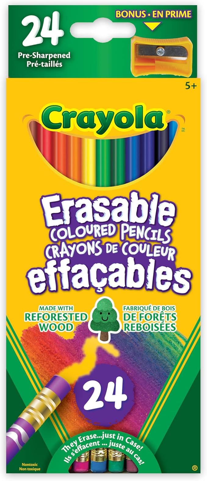 Crayola 24 Erasable Coloured Pencils Arts & Crafts, Pencil Crayons