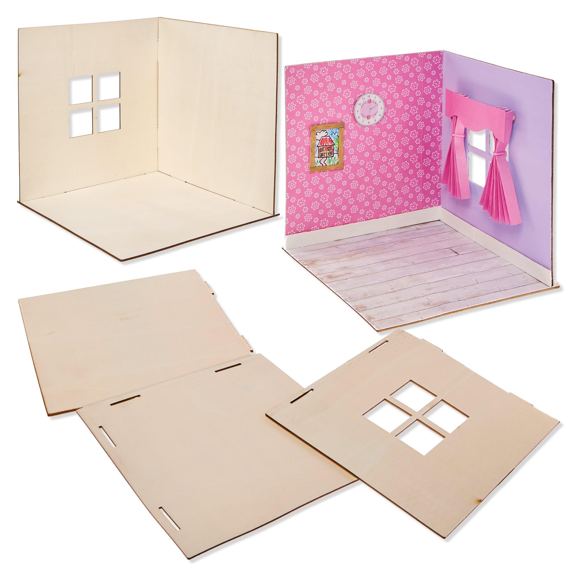 Baker Ross – Kit Maison De Poupée Miniature En Bois 22 Cm – Une Pièce à Personnaliser – Dès 6 Ans