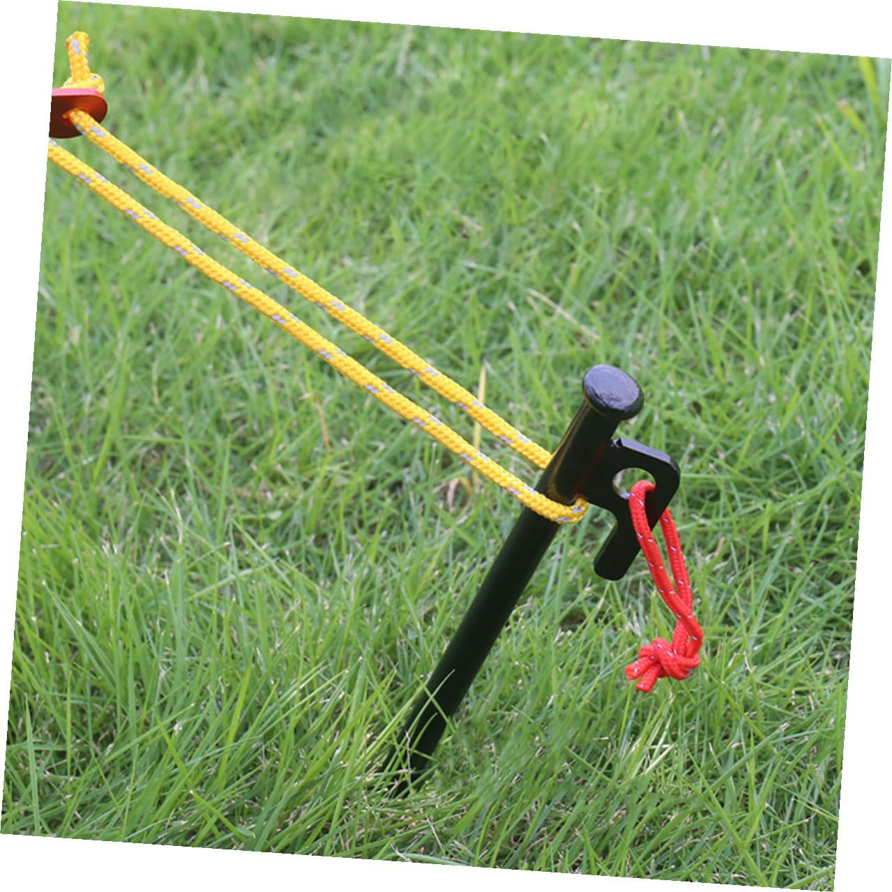 8pcs Heavy Duty Tent Stakes Metal Ground Stakes with Ropes and Storage Bag for Outdoor Camping Yard Tarp Anchors Windproof Tent Pegs Set